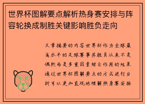 世界杯图解要点解析热身赛安排与阵容轮换成制胜关键影响胜负走向
